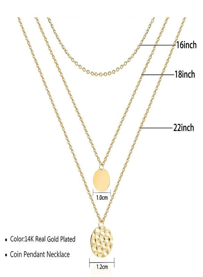 WLL Bohemia Double Gold-Tone Layered Chain Necklace Dainty Disc Round Sequin Coin Necklace for Women Simple Choker Jewelry Gift(M:Layer Moon Coin-Gold-Tone) - Image 5
