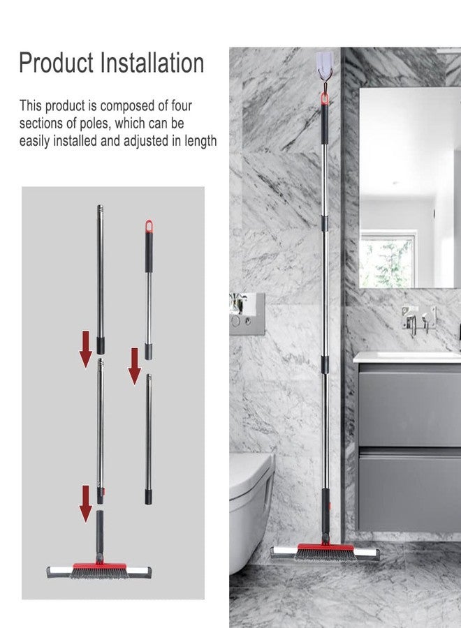 MuLing Floor Squeegee Scrubber Shower Squeegee with Grout Brush.14 Squeegee Broom and 55" Stainless Steel Handle for Floor,Glass,Garage,Window,Shower Floor,Bathroom,Kitchen, Wall,Tile (RED) - Image 5