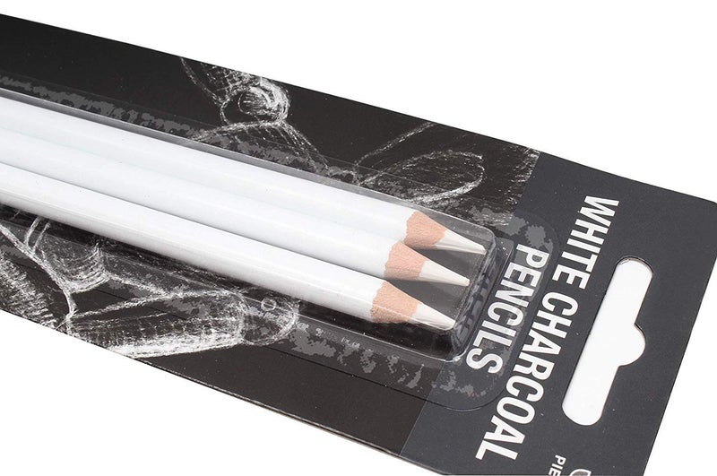 URBAN BOX URBAN BOX 3Pcs Medium White Charcoal Pencils Graphite Drawing Painting Sketch Pencils Pens Shading Painting Pencils Art Office Supplies Wooden Professional Art Tool Kit for Artist Beginners  - Image 2