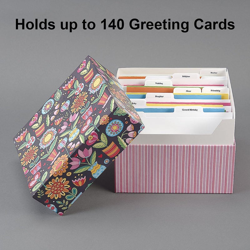Current Mary Engelbreit Card Greeting Organizer Box - Stores 140+ cards (not included). 7" x 9" x 9-1/2", Occasion & Recipient Dividers & Labels, Birthday, Get Well, Sympathy etc. - Image 5