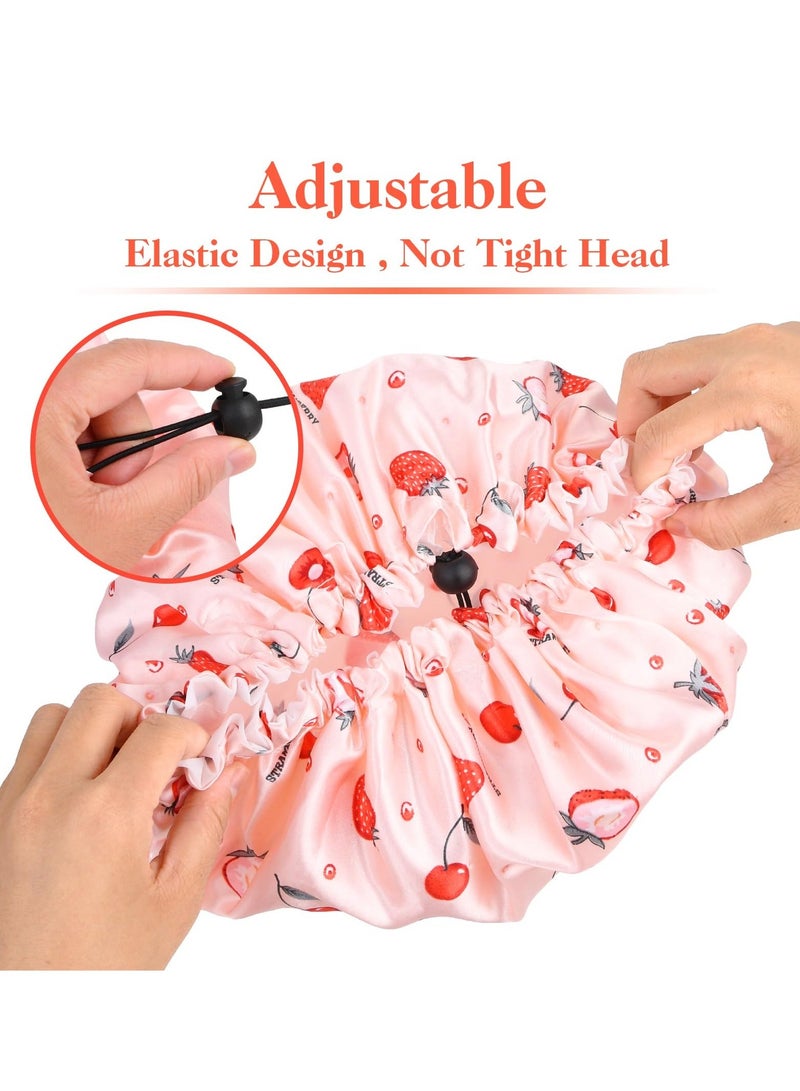 Shower Caps for Women, 2PCS Satin Silk Bonnet Reusable Bath Caps, Double Waterproof Layers Shower Cap, Bathing Shower Caps, Hair Wrap Bonnets for Women Spa, Hair Salon, Home Hotel Travel - Image 3
