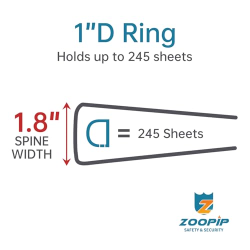 ZOOPIP Fireproof 3 Ring Binder with Zipper,1 Inch D Rings Hold up 245 Sheets of 8.5" x 11" (A4),Compatible with Clear Page Protectors, Built-in net and Pen Holder (1 Pcs, Black, 1") - Image 3
