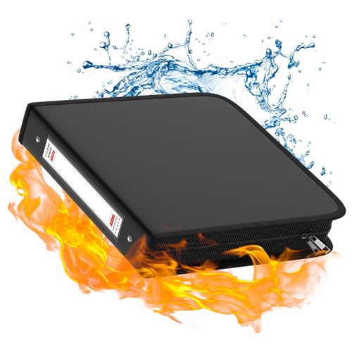 ZOOPIP Fireproof 3 Ring Binder with Zipper,1 Inch D Rings Hold up 245 Sheets of 8.5" x 11" (A4),Compatible with Clear Page Protectors, Built-in net and Pen Holder (1 Pcs, Black, 1") - Image 1