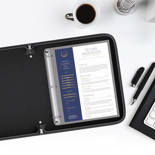 ZOOPIP Fireproof 3 Ring Binder with Zipper,1 Inch D Rings Hold up 245 Sheets of 8.5" x 11" (A4),Compatible with Clear Page Protectors, Built-in net and Pen Holder (1 Pcs, Black, 1") - Image 5