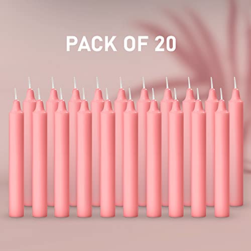 Aura Decor Unscented Pure Wax Stick Candle Pack of 20 (Pink) - Image 2