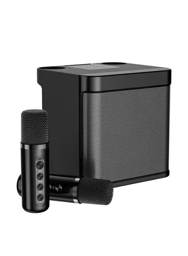 Portable Karaoke Speaker with Dual Wireless Microphones, 10W Bluetooth Speaker, TF Card & USB Support, Rechargeable, for Home & Family Entertainment