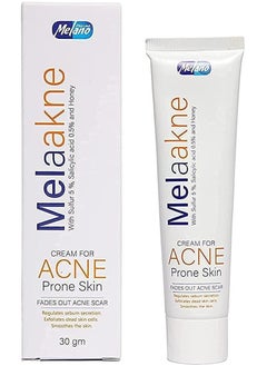 Melaakne Cream for Acne-Prone Skin with 5% Sulfur, 0.5% Salicylic Acid, and Honey, Fades Acne Scars, Regulates Sebum Secretion, Exfoliates Dead Skin Cells, and Smoothens the Skin, 30g.
