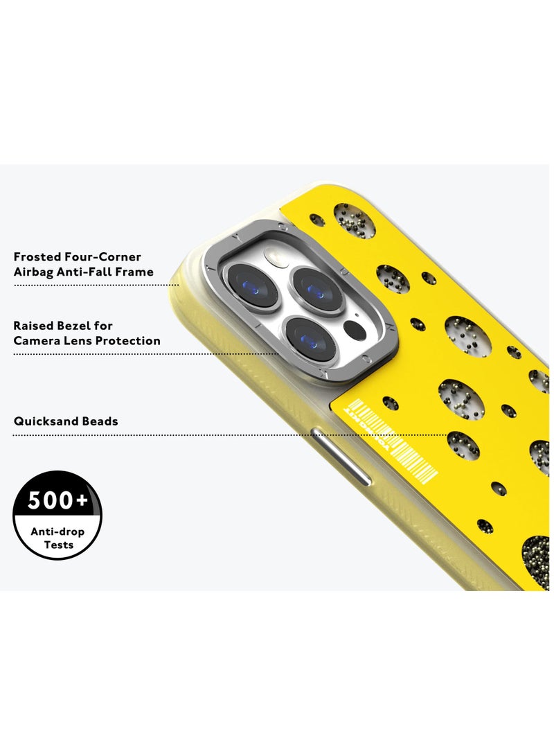 YOUNG KIT حافظة آيفون 15 برو ماكس 6.7 بوصة من سلسلة FlowBeads بتصميم نقاط البولكا - لون أصفر - Image 4