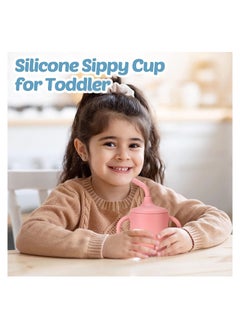 Dominy Baby and Toddler Trainer Cup, 180 mL Silicone Sippy with Handles Lid and Straw, Spill Proof and Non-Slip (blue)  - Image 3