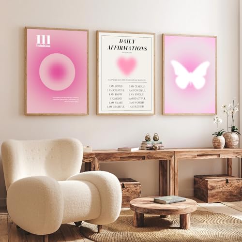 Gamya Wood Daily Affirmations Big Aesthetic Framed Motivational Posters For Living Room, Bedroom Office Wall Decor/Girls Room Decor (14X18 Inches) Set Of 3 (Affirmation 2) - Image 1