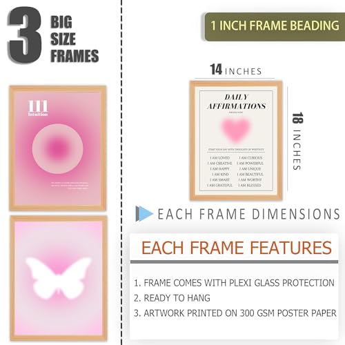Gamya Wood Daily Affirmations Big Aesthetic Framed Motivational Posters For Living Room, Bedroom Office Wall Decor/Girls Room Decor (14X18 Inches) Set Of 3 (Affirmation 2) - Image 2