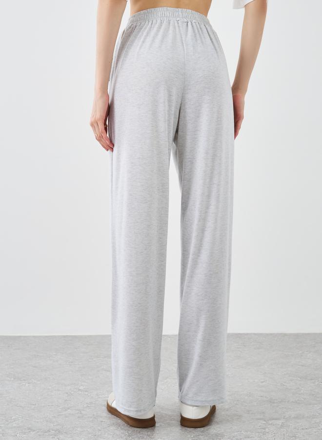Take Two Women Grey Slogan Print Wide Leg Joggers with Elastic Waistband - Image 5