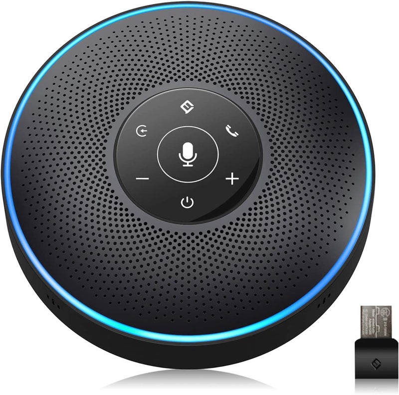 eMeet EMEET Bluetooth Speakerphone M2 Black Conference Speaker for 5-8 People Business Conference 360º Voice Pickup 4 AI Microphone Self-Adaptive Conference Call Speaker Skype USB Speakerphone  - Image 1
