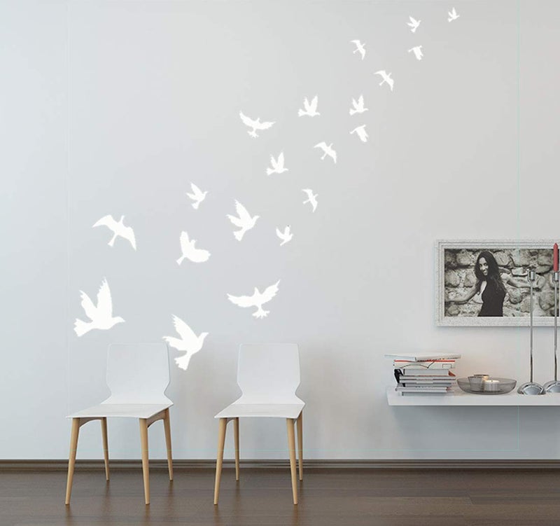 White Birds Wall Decal  Tree Wall Decor Peace Dove Flying Birds Wall Stickers for Nursery Baby Room Bedroom Decoration