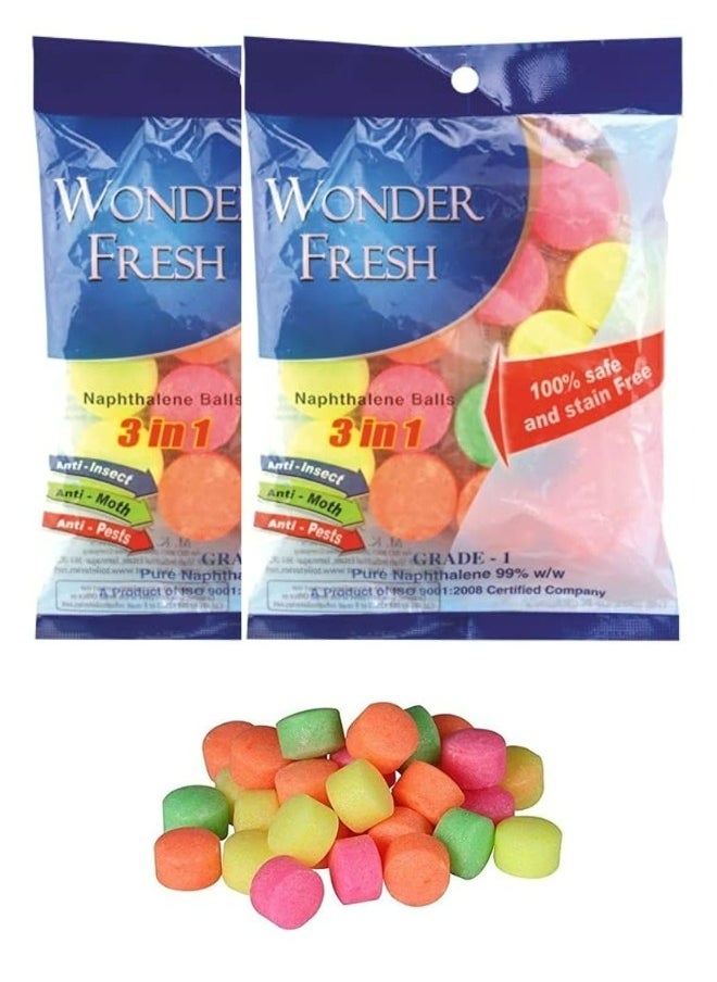 Naphthalene Balls 200 Gram (Pack of 2) 2x100 Gram napthalene Balls for Clothes Pantry, Bathroom, Wardrobe, Toilet, Urinal, wash Basin, Cockroaches