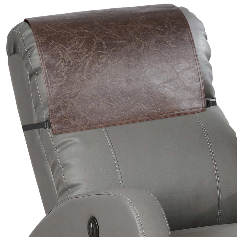 Xmntdo Recliner Headrest ProtectorNon Slip Waterproof Headrest CoverLeather Recliner Headrest Cover for SofaFurnitureLiving RoomOffice Chair 17x27 inChocolate Brown