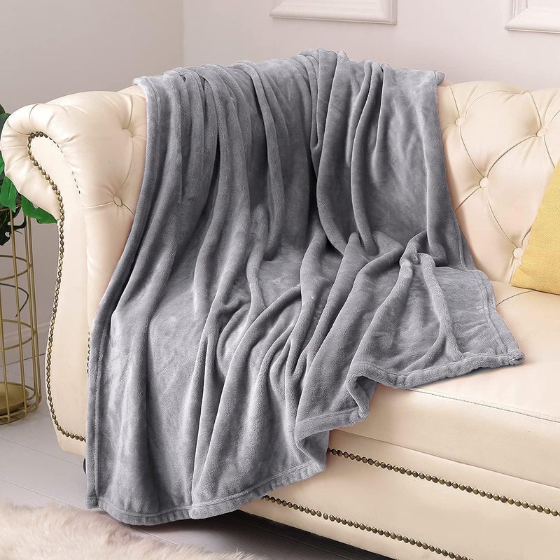 KMUSET Fleece بطانية رمي حجم رمادي خفيف الوزن سوبر ناعم ناعم دافئ سرير بطانية مصنع الألياف الدقيقة - Image 1