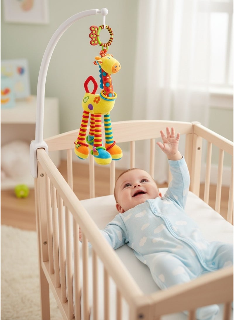 Giraffe Hanging Rattle Toys, Soft Baby Hanging Toys, Baby Rattle Crinkle Squeaky Toys, Stroller Car Seat Crib Plush Animal Activity Toys Gift for Newborn Infant - Image 1