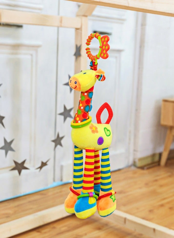 Giraffe Hanging Rattle Toys, Soft Baby Hanging Toys, Baby Rattle Crinkle Squeaky Toys, Stroller Car Seat Crib Plush Animal Activity Toys Gift for Newborn Infant - Image 4