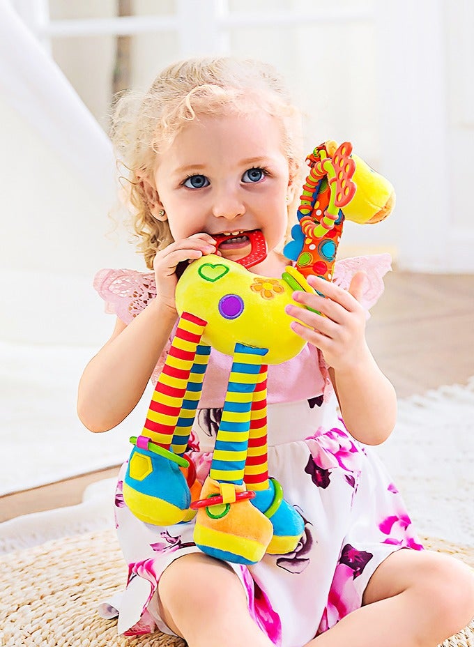 Giraffe Hanging Rattle Toys, Soft Baby Hanging Toys, Baby Rattle Crinkle Squeaky Toys, Stroller Car Seat Crib Plush Animal Activity Toys Gift for Newborn Infant - Image 5