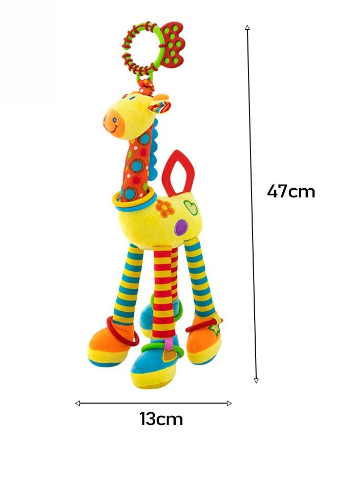 Giraffe Hanging Rattle Toys, Soft Baby Hanging Toys, Baby Rattle Crinkle Squeaky Toys, Stroller Car Seat Crib Plush Animal Activity Toys Gift for Newborn Infant - Image 2