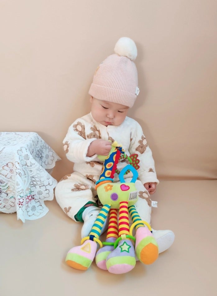 Giraffe Hanging Rattle Toys, Soft Baby Hanging Toys, Baby Rattle Crinkle Squeaky Toys, Stroller Car Seat Crib Plush Animal Activity Toys Gift for Newborn Infant - Image 3