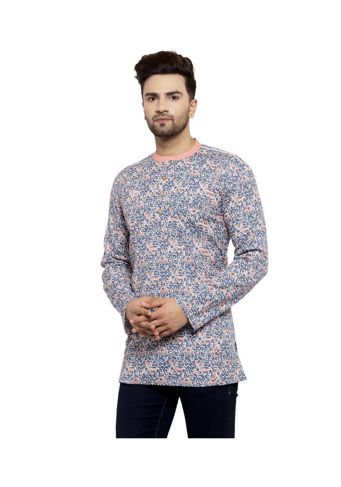 ARCHATTIRE كُرتا رمادي مزخرف بالزهور للرجال - Image 2