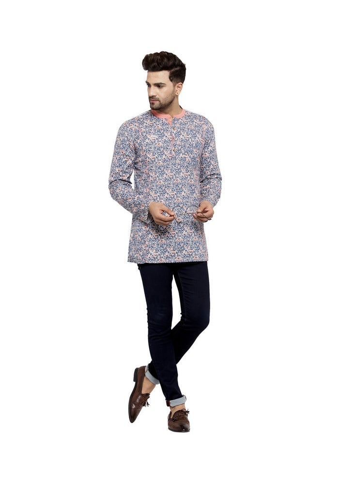 ARCHATTIRE كُرتا رمادي مزخرف بالزهور للرجال - Image 4