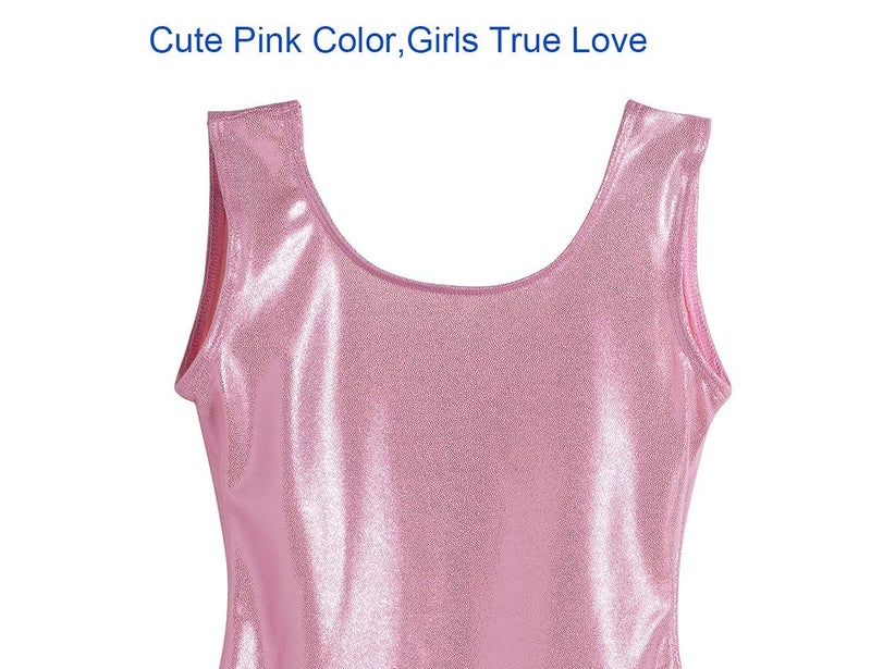 Domusgo Gymnastics Leotards for Girls 5-6 Years Old Pink Sparkly One Piece Tumbling Outfits - Image 3