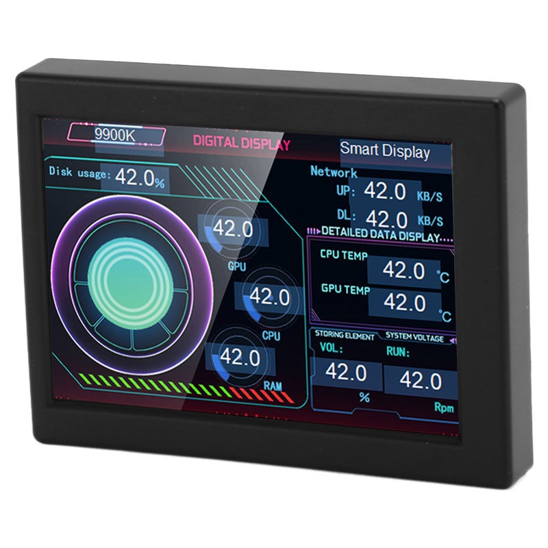 PC CPU Data Monitor 3.5 Inch IPS Display Second Monitor for Computer Temperature - Stepless Dimming Metal Shell for Eye Protection - Image 4