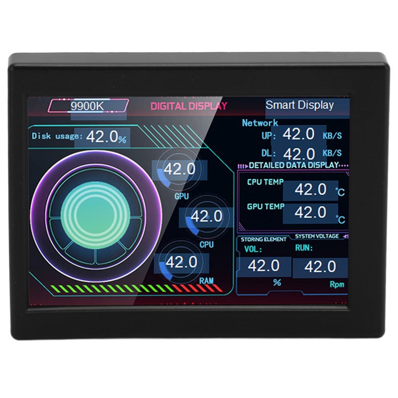 PC CPU Data Monitor 3.5 Inch IPS Display Second Monitor for Computer Temperature - Stepless Dimming Metal Shell for Eye Protection - Image 5