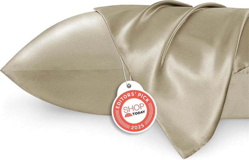 Bedsure Satin Pillowcase for Hair and Skin Queen - Taupe Silky Pillowcase 2 Pack 20x30 Inches - Satin Pillow Cases Set of 2 with Envelope Closure, Similar to Silk Pillow Cases, Gifts for Women Men - Image 1