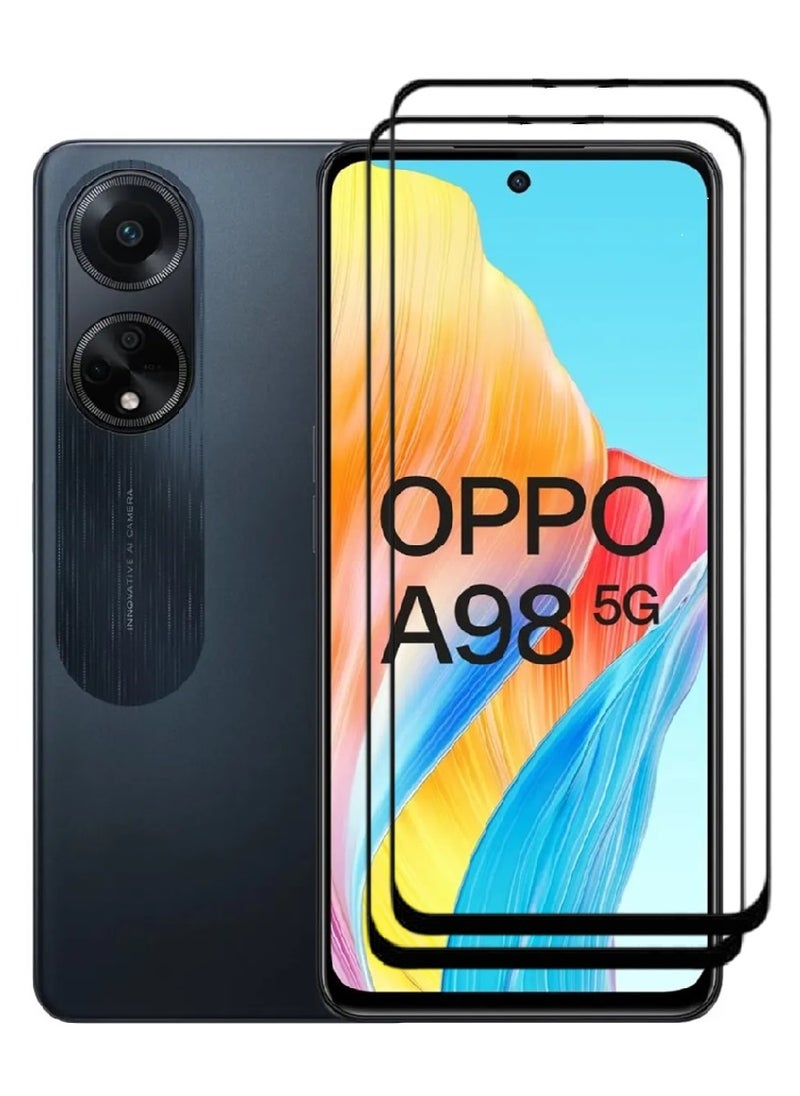 AINA 2 Pieces Tempered Glass Screen Protector 5D Designed For Oppo A98 Full Glue Edge to Edge Full Screen Coverage And Bubble Free - Image 1