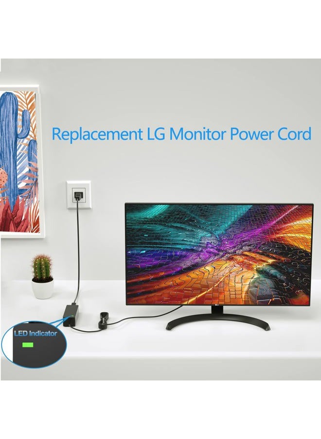 VHBW Replacment for LG Monitor Power Cord 19V DC Power Supply for LG Electronics 27" 24" 23" 22" 20" 19" LCD LED HD TV Monitor Widescreen Power Adapter Cord - Image 3