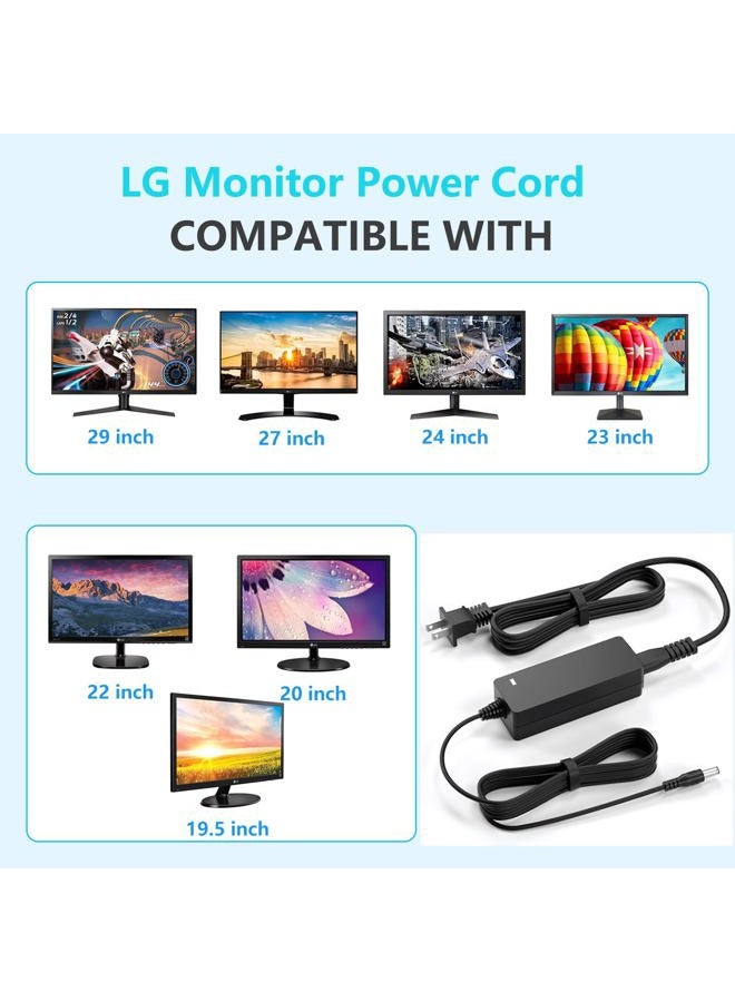 VHBW Replacment for LG Monitor Power Cord 19V DC Power Supply for LG Electronics 27" 24" 23" 22" 20" 19" LCD LED HD TV Monitor Widescreen Power Adapter Cord - Image 2