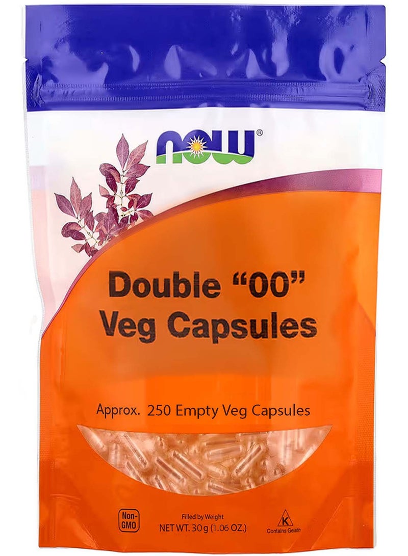 now Double "00" Vegetarian Capsules, 250 Empty Vegetarian Capsules - Image 1