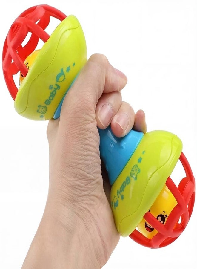 HOMOZE Baby Dumbbell Rattle Toy | BPA-Free Multicolor Handheld Rattle | Smooth Edges, Gentle Sound | Sensory Development Toy for Newborns & Infants (1 Pc) - Image 1