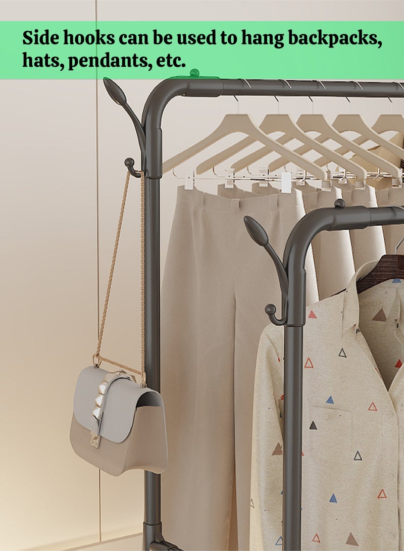 MITOYO Metal Clothes Hanger - Double Layered Clothes Rack - Store and Organize Clothes - Enhanced Load-bearing Capacity - Movable Clothes Rack with Swivel and Lockable Wheels - Easy to Install - Clothes Organizer - 120x46x175 cm - Image 4