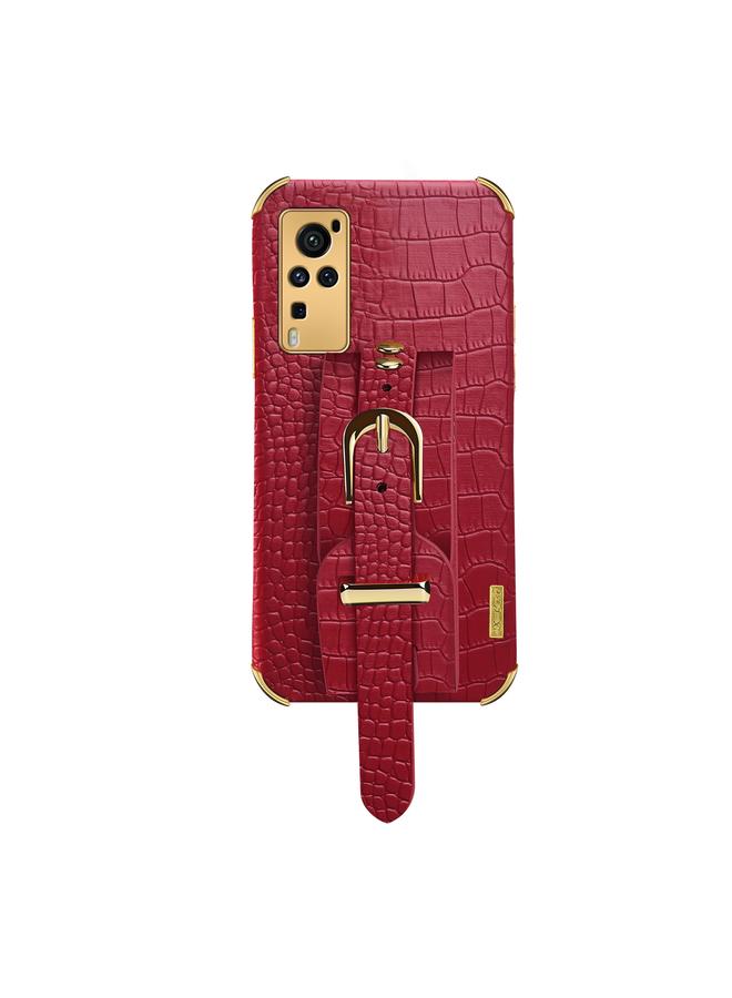 S-TOP Electroplated TPU Crocodile Pattern Leather Case with Wrist Strap For vivo X60 Pro - Image 2