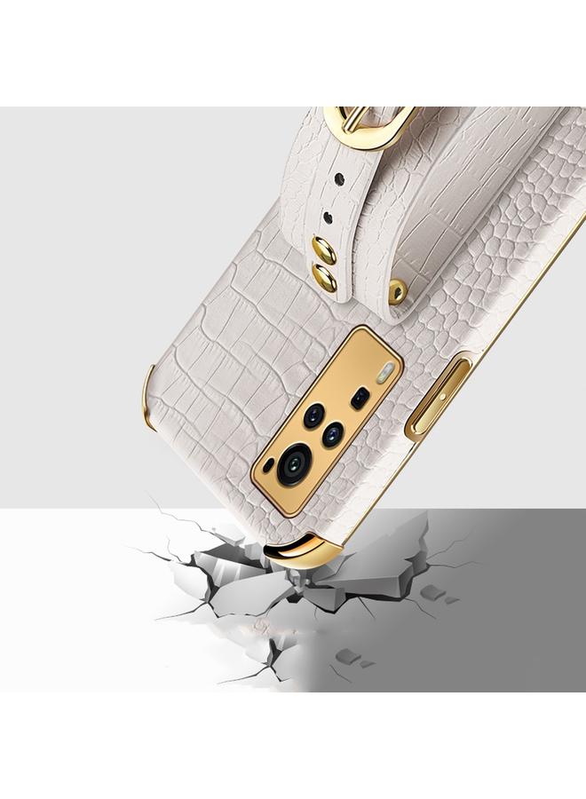 S-TOP Electroplated TPU Crocodile Pattern Leather Case with Wrist Strap For vivo X60 Pro - Image 3