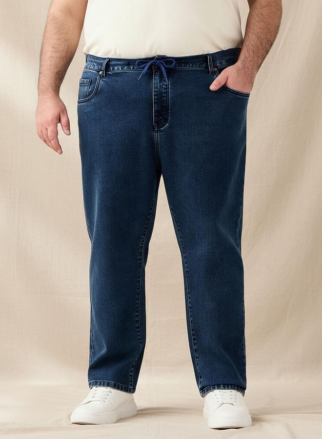 Maxim Men Relaxed Fit Flexi Waist Drawstring Closure Jeans - Image 1