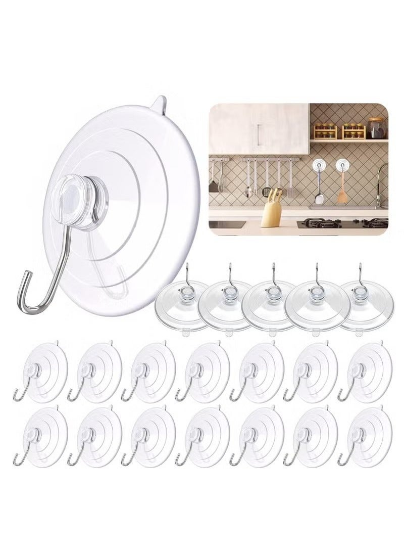 20 Pack Suction Cup Hooks, Inches Clear Pvc Suction Cups with Metal Hooks Removable Waterproof Strong Powerful Suction Cups for Kitchen Bathroom Shower Wall Window Glass Door  - Image 1