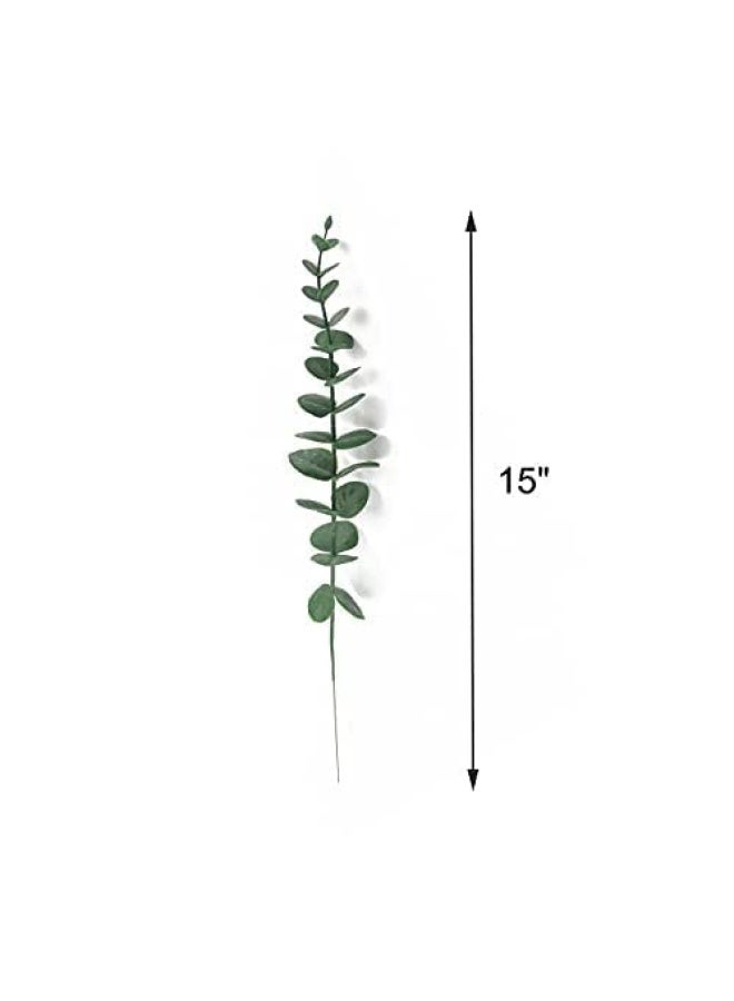 Tinsow Green 5 Pieces Real Touch Leaf Artificial Eucalyptus Stem Faux Eucalyptuses Wedding Bouquet Centrepiece Home Decor Green  - Image 4