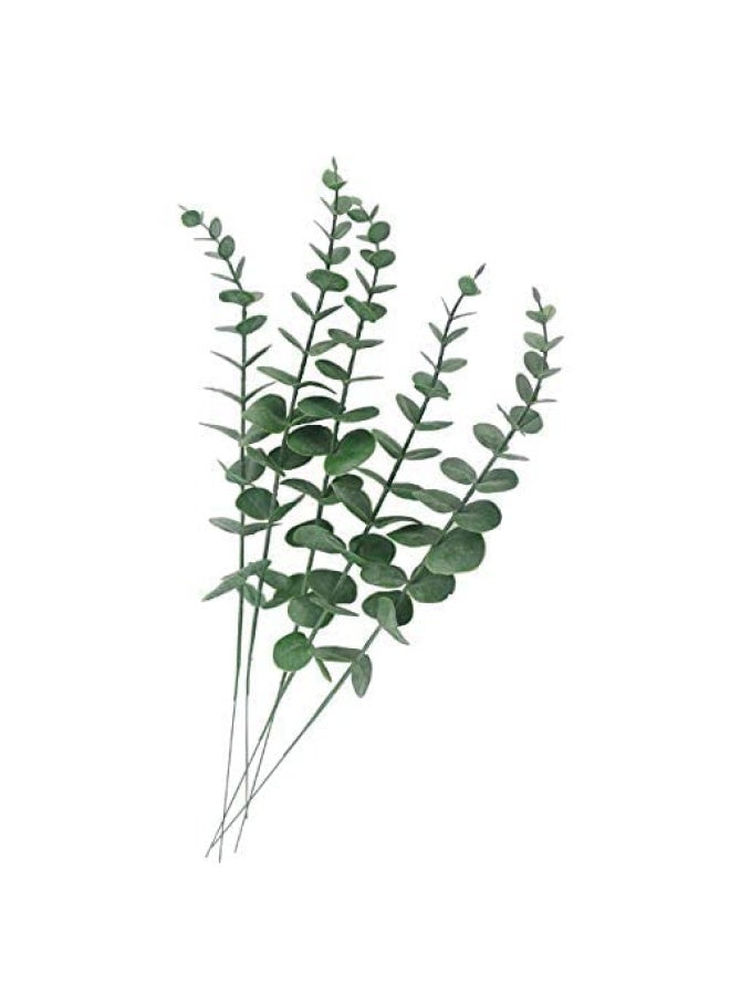Tinsow Green 5 Pieces Real Touch Leaf Artificial Eucalyptus Stem Faux Eucalyptuses Wedding Bouquet Centrepiece Home Decor Green  - Image 2
