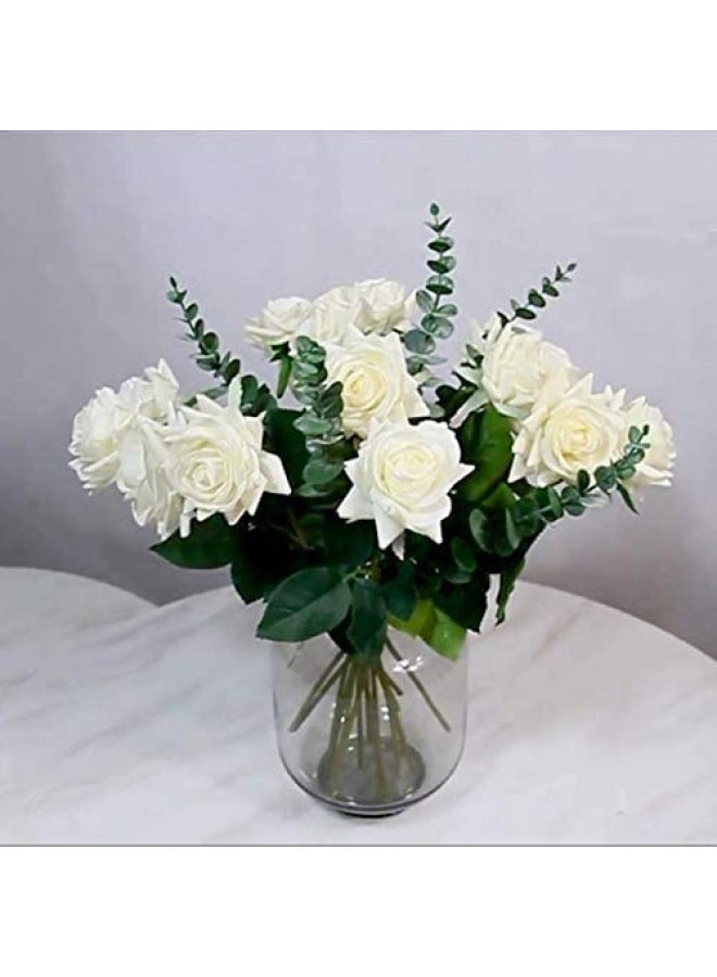 Tinsow Green 5 Pieces Real Touch Leaf Artificial Eucalyptus Stem Faux Eucalyptuses Wedding Bouquet Centrepiece Home Decor Green  - Image 5