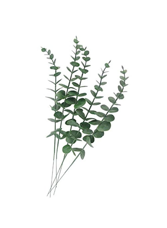 Tinsow Green 5 Pieces Real Touch Leaf Artificial Eucalyptus Stem Faux Eucalyptuses Wedding Bouquet Centrepiece Home Decor Green  - Image 1