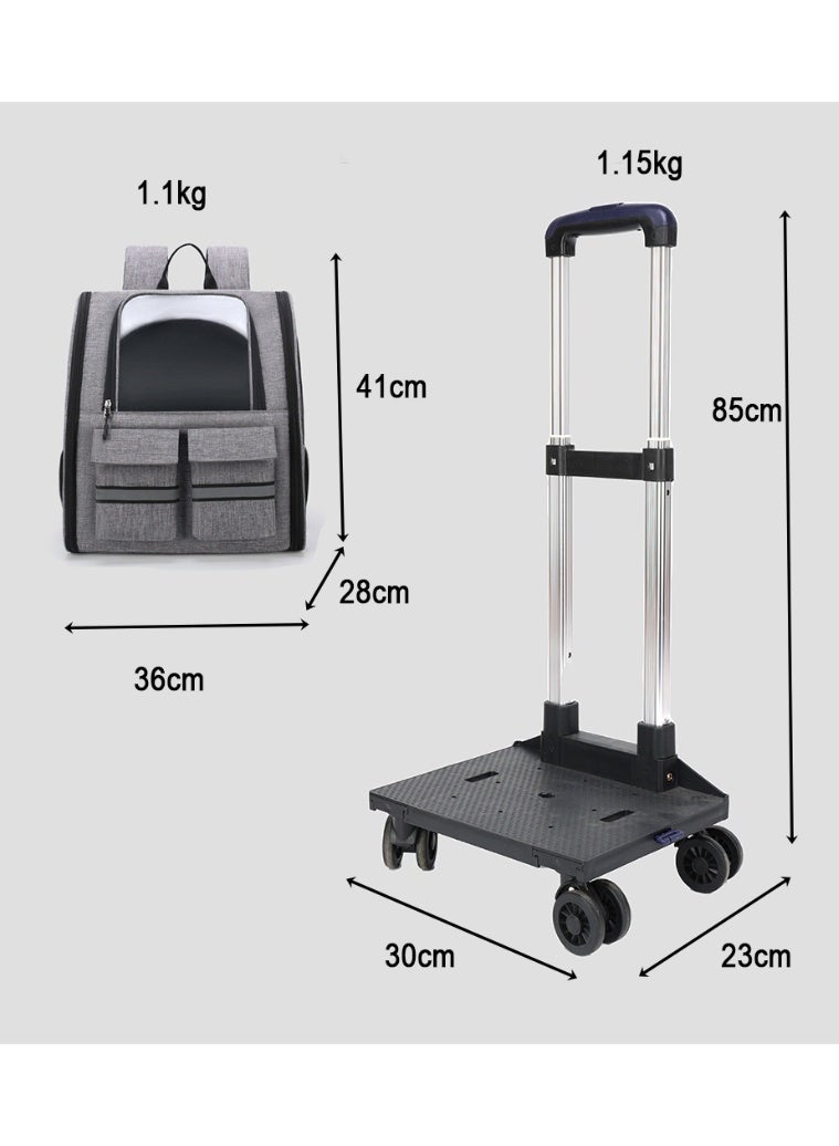 McmhyingPop Cat Carrier Bag Trolley Case with Rolling Wheels Pet Bag Outdoors Travel Pet Carrier Bag for Cats and Small Dogs Rabbit With Removable Pad (Grey) - Image 2