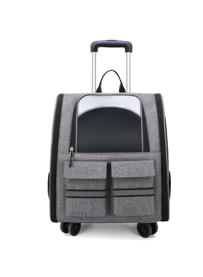 McmhyingPop Cat Carrier Bag Trolley Case with Rolling Wheels Pet Bag Outdoors Travel Pet Carrier Bag for Cats and Small Dogs Rabbit With Removable Pad (Grey) - Image 1