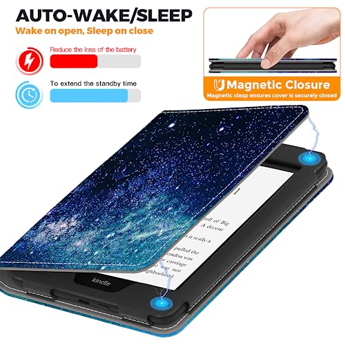 VORI Stand Case for 7"/6.8" Kindle Paperwhite (12th/11th Generation-2024/2021) and Kindle Colorsoft Signature Edition, PU Leather Case Smart Protective Cover with Auto-Wake/Sleep, Galaxy - Image 3