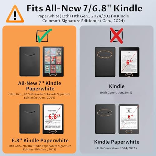 VORI Stand Case for 7"/6.8" Kindle Paperwhite (12th/11th Generation-2024/2021) and Kindle Colorsoft Signature Edition, PU Leather Case Smart Protective Cover with Auto-Wake/Sleep, Galaxy - Image 2